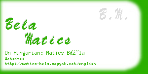 bela matics business card